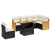 vidaXL 7 pcs conjunto de sof&aacute;s p/ jardim c/ almofad&otilde;es vime PE preto