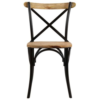 vidaXL Cadeiras costas em cruz 4 pcs madeira mangueira maciça preto