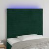 vidaXL Cabeceira de cama c/ LED veludo 80x5x118/128 cm verde-escuro