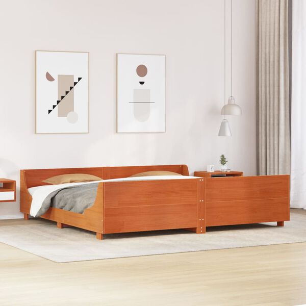vidaXL Cama sem colch&atilde;o 180x200 cm pinho maci&ccedil;o castanho-mel