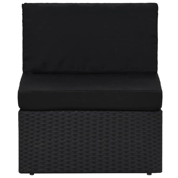 vidaXL 11 pcs conjunto lounge de jardim c/ almofad&otilde;es vime PE preto