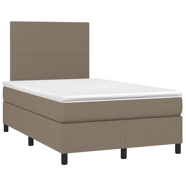 vidaXL Cama box spring colch&atilde;o/LED 120x190cm tecido cinza-acastanhado