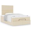 vidaXL Estrutura de cama otomana com colch&atilde;o 120x190 cm tecido creme