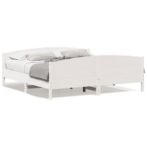 vidaXL Cama sem colch&atilde;o 180x200 cm madeira de pinho maci&ccedil;a branco