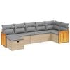 vidaXL 7 pcs conj. sof&aacute;s jardim c/ almofad&otilde;es vime PE bege misturado