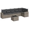 vidaXL 7 pcs conjunto sof&aacute;s p/ jardim c/ almofad&otilde;es vime PE cinzento