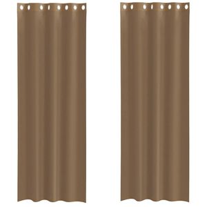 vidaXL Cortinas de voile com ilh&oacute;s 2 pcs castanho-claro