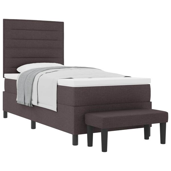 vidaXL Cama Box com colch&atilde;o Marrom Escuro 90 x 190 cm tecido
