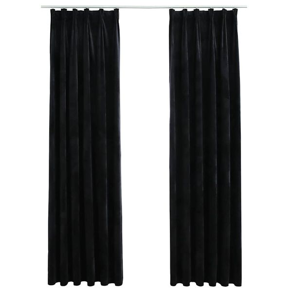 vidaXL Cortinas blackout com ganchos 2 pcs 140x245 cm veludo preto