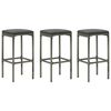 vidaXL 4 pcs conjunto de bar p/ jardim c/ almofadões vime PE cinzento