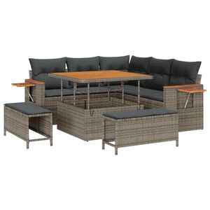 vidaXL Conjunto de Sof&aacute; de Jardim com almofada 8 pcs Cinzeto