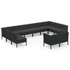 vidaXL 12 pcs conjunto lounge de jardim c/ almofad&otilde;es vime PE preto