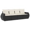 vidaXL 4 pcs conjunto de sof&aacute;s para jardim c/ almofad&otilde;es vime PE preto