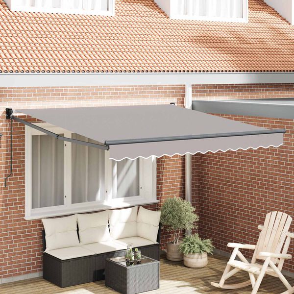 vidaXL Toldo Retr&aacute;til Cinzento-claro 350 x 250 cm Poli&eacute;ster e Alum&iacute;nio