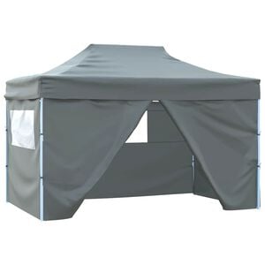 vidaXL Tenda dobr&aacute;vel profissional festas 4 paredes 3x4m a&ccedil;o antracite