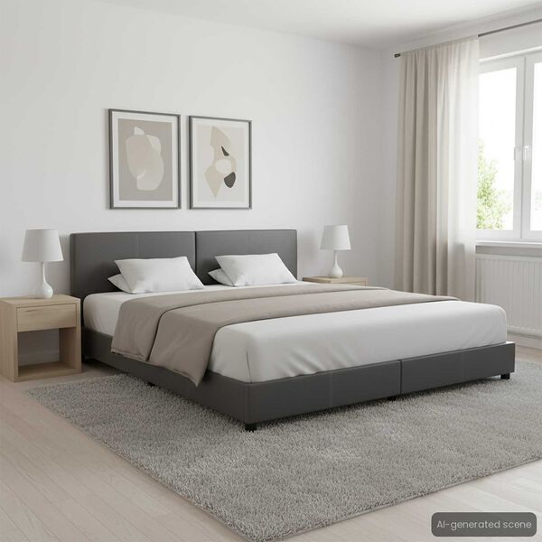 vidaXL Estrutura de cama 180x200 cm couro artificial cinzento