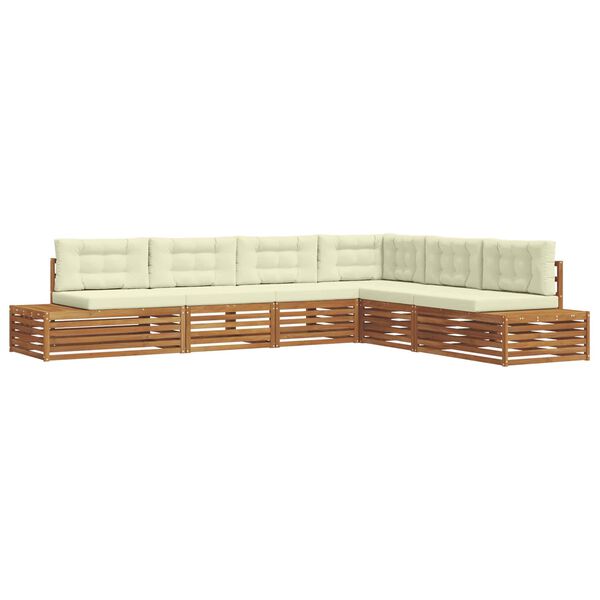 vidaXL Conjunto de Sof&aacute;s para Exterior 6 Pe&ccedil;a Natural e Creme
