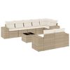 vidaXL 9 pcs conjunto de sof&aacute;s p/ jardim com almofad&otilde;es vime PE bege
