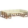 vidaXL Conjunto de Sof&aacute;s para Exterior 9 pcs Natural e Creme