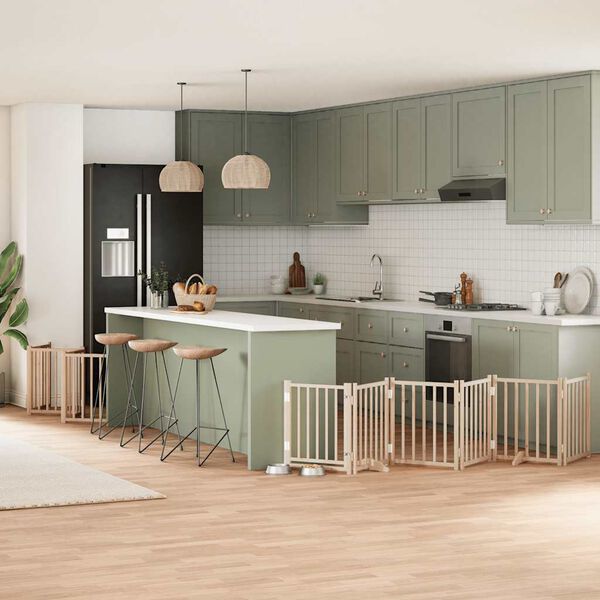 vidaXL Port&atilde;o para c&atilde;es com porta dobr&aacute;vel 15 pain&eacute;is 750 cm &aacute;lamo