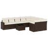 vidaXL 10 pcs conj. sof&aacute;s jardim com almofad&otilde;es vime PE castanho