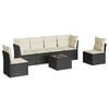 vidaXL 7 pcs conjunto de sof&aacute;s p/ jardim c/ almofad&otilde;es vime PE preto