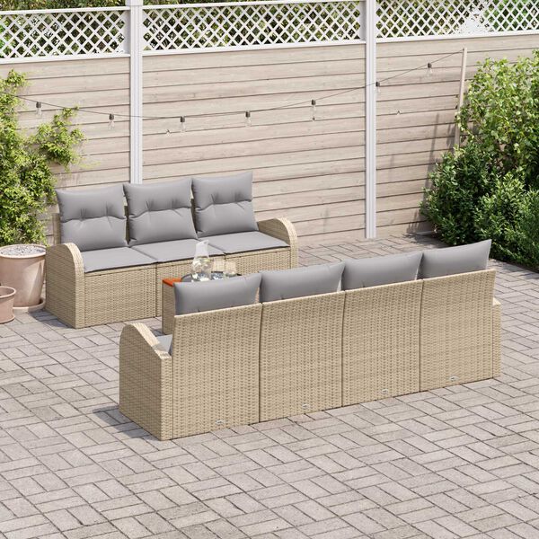vidaXL Conjunto de Sof&aacute; de Jardim 8 pcs bege e cinzento claro