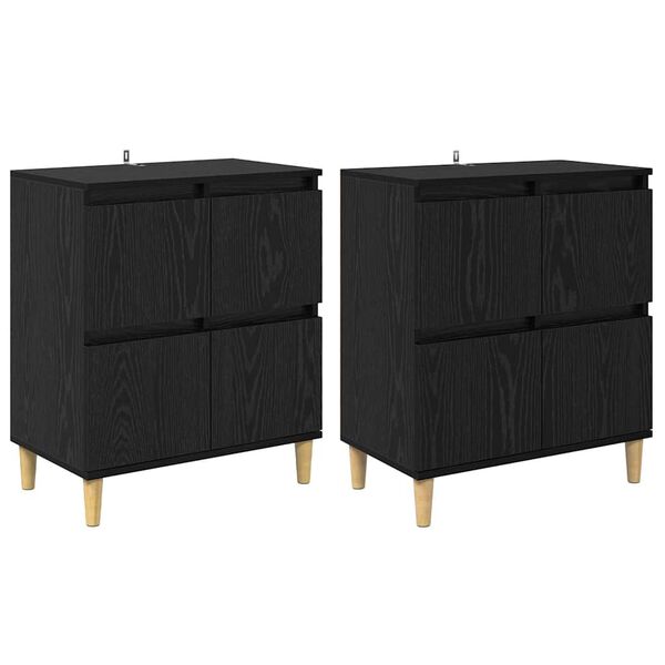 vidaXL Aparadores 2 pcs Carvalho Preto 60 x 35 x 70 cm
