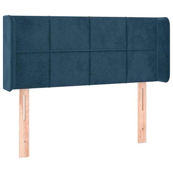 vidaXL Cabeceira de cama c/ abas veludo 83x16x78/88 cm azul-escuro