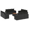 vidaXL 13 pcs conjunto de sof&aacute;s de jardim com almofad&otilde;es vime PE preto