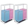 vidaXL Cestos separadores roupa 2 sec&ccedil;&otilde;es c/ prateleira p/ secar 2 pcs