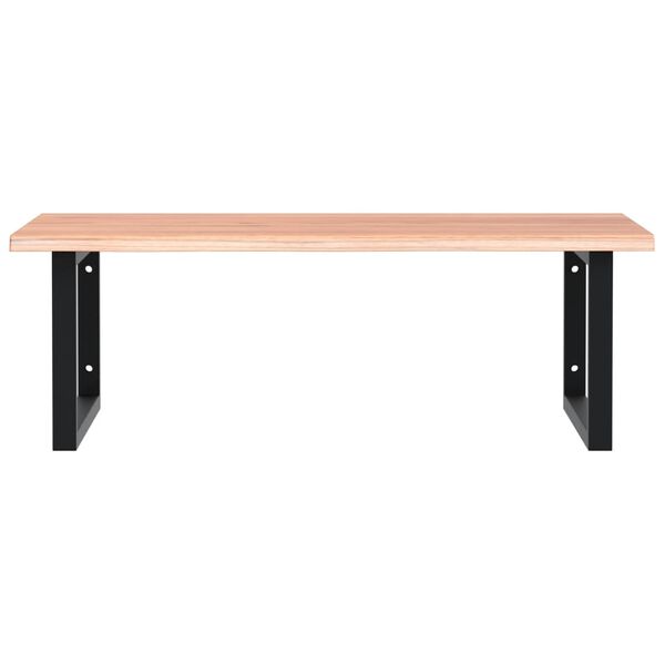 vidaXL Prateleira de parede p/ lavat&oacute;rio a&ccedil;o/madeira carvalho maci&ccedil;a