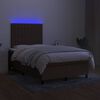 vidaXL Cama box spring c/ colch&atilde;o/LED 120x200cm tecido castanho-escuro