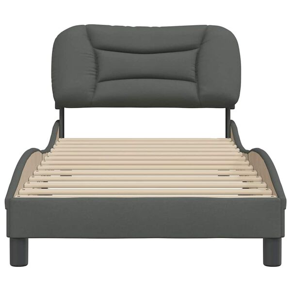 vidaXL Estrutura de cama sem colch&atilde;o Hvar 90x190 cm tecido cinzento-escuro