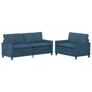 vidaXL Conjunto de Sof&aacute;s 2 unid. Azul Veludo