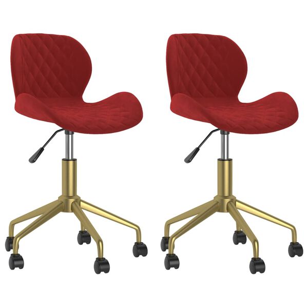 vidaXL Cadeiras de jantar girat&oacute;rias 2 pcs veludo vermelho tinto