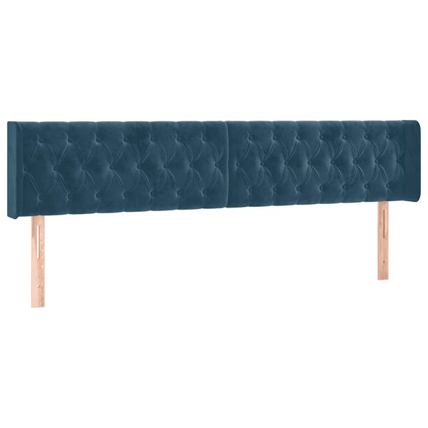 vidaXL Cabeceira de cama c/ abas tecido 183x16x78/88cm azul-escuro