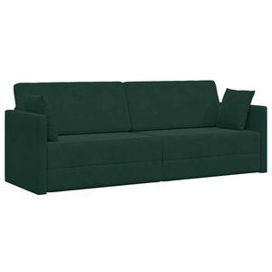 vidaXL Sof&aacute;-cama de ch&atilde;o Verde Escuro 213 x 70 x 77 cm Veludo