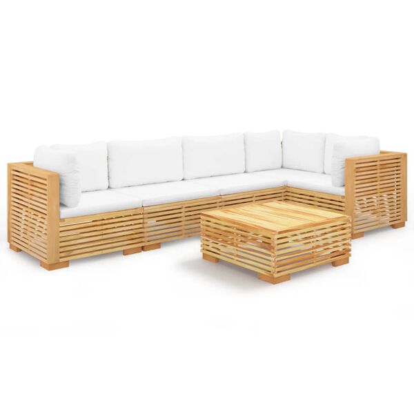 vidaXL 6 pcs conjunto lounge jardim c/ almofad&otilde;es madeira teca maci&ccedil;a