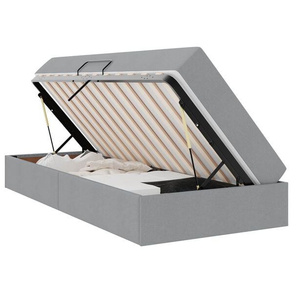 vidaXL Cama com arruma&ccedil;&atilde;o e colch&atilde;o Cinzento-claro 90 x 200 cm