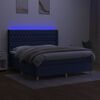 vidaXL Cama box spring c/ colch&atilde;o e LED 160x200 cm tecido azul