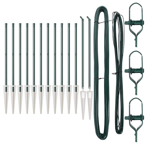 vidaXL Postes de Cerca Manual 13 pcs Verde Ø32mm 80 cm Aço galvanizado