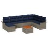 vidaXL Conjunto de Sof&aacute; de Jardim 9 unid. Cinza e Azul Marinho vime PE
