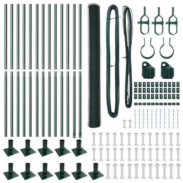vidaXL Poste de Cerca Verde 25 x 1,6 m (malha de 13 mm) A&ccedil;o e PVC