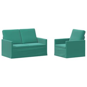 vidaXL Conjunto de Sof&aacute;s 2 pcs Turquesa Veludo (V)