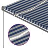 vidaXL Toldo autom&aacute;tico LED e sensor de vento 3,5x2,5 m azul e branco
