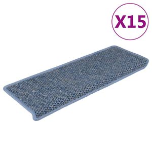 vidaXL Tapetes escada adesivos aspeto sisal 15 pcs 65x21x4 cm azul