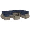 vidaXL Conjunto de sof&aacute; de jardim de 9 pe&ccedil;as com almofadas em rattan sint&eacute;tico cinza