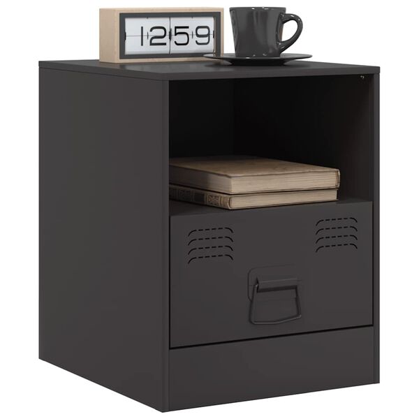 vidaXL Mesa de cabeceira 34,5x39x44 cm a&ccedil;o preto