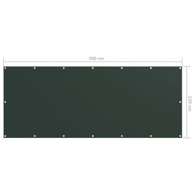 vidaXL Tela de varanda 120x300 cm tecido Oxford verde-escuro